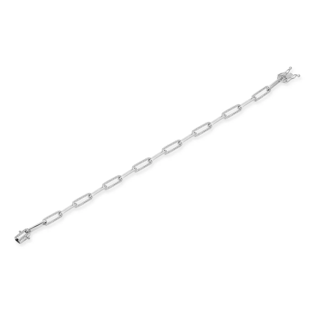 Alternating Diamond Paper-Clip Bracelet - Image 2