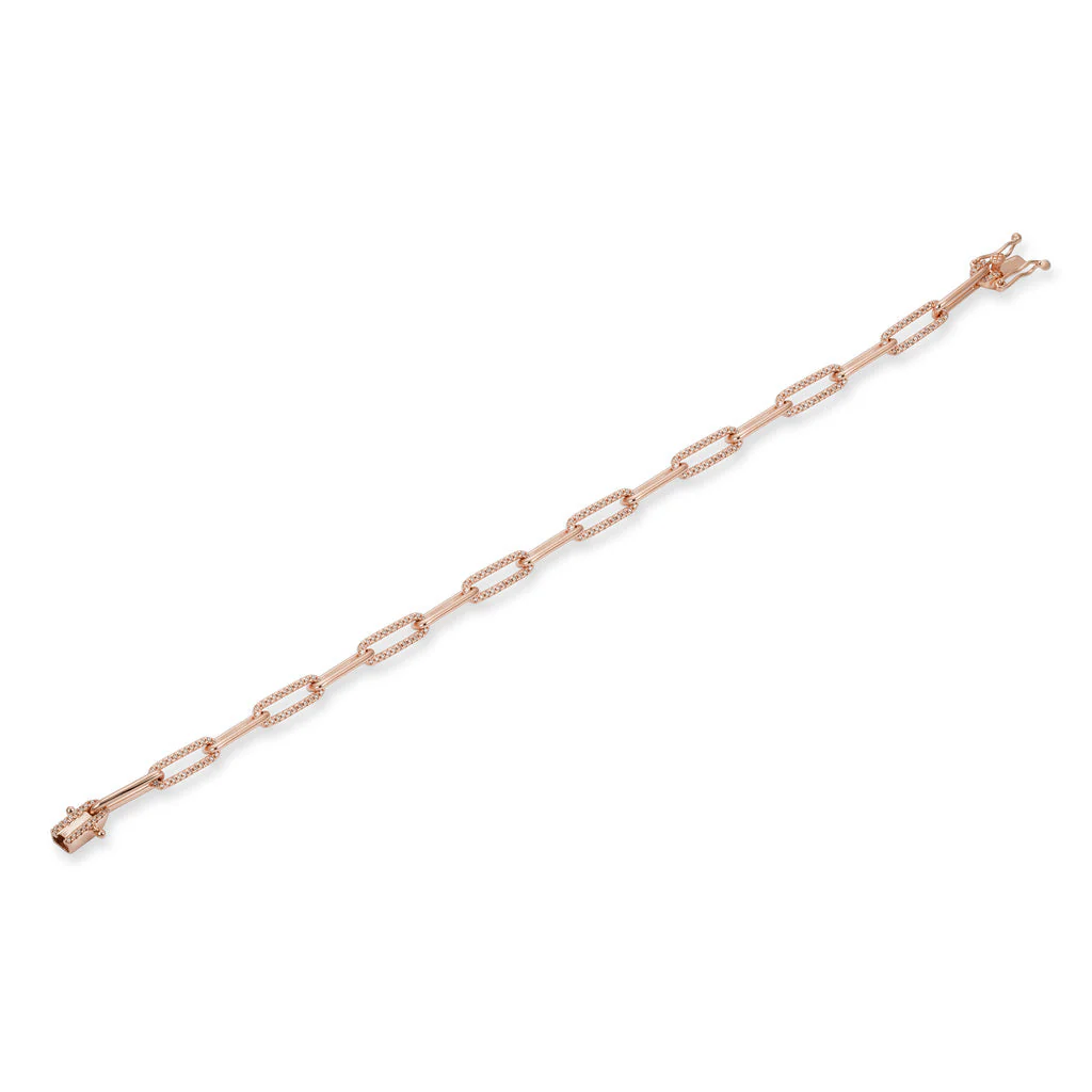 Alternating Diamond Paper-Clip Bracelet - Image 3