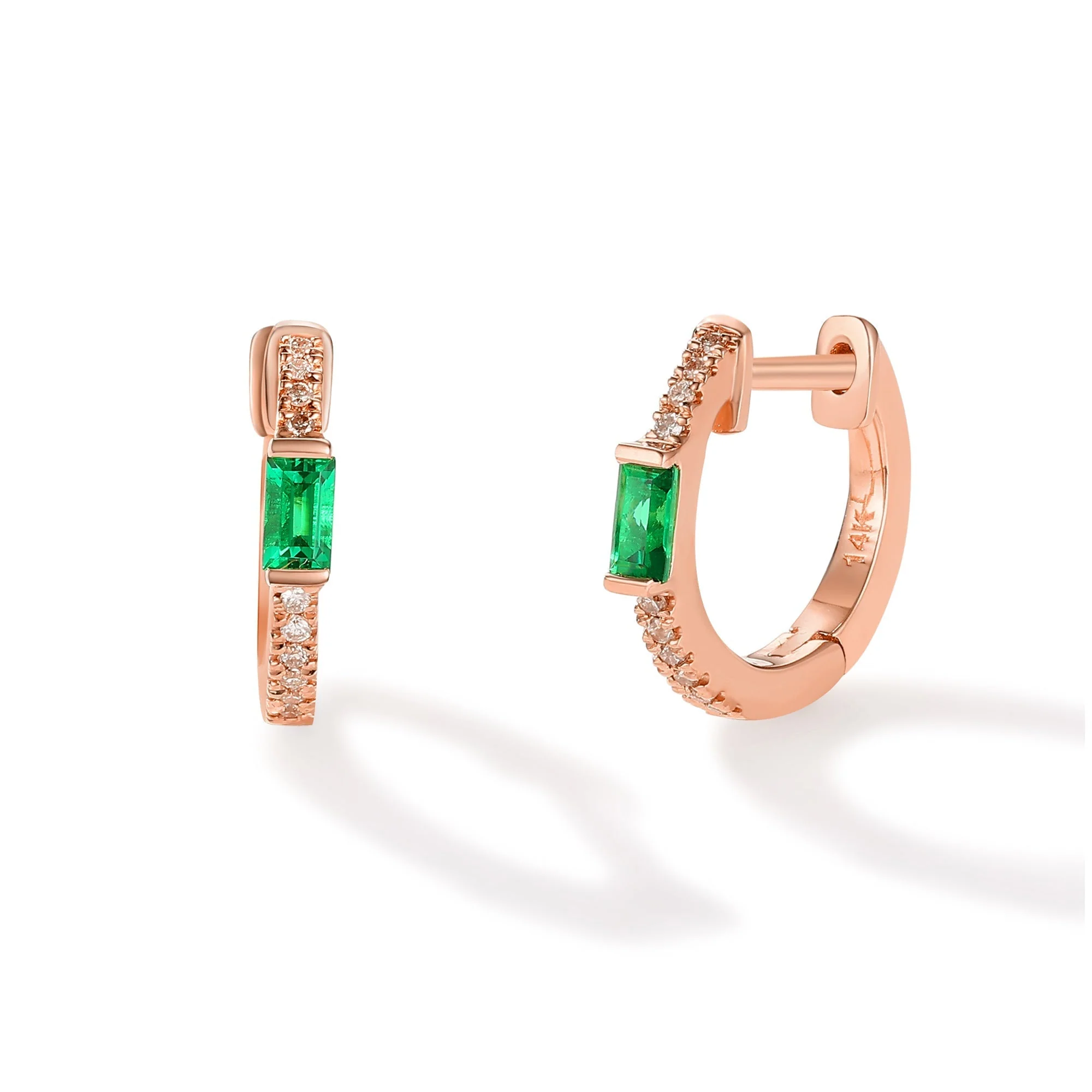 Emerald Eye Huggie Earrings - Image 3