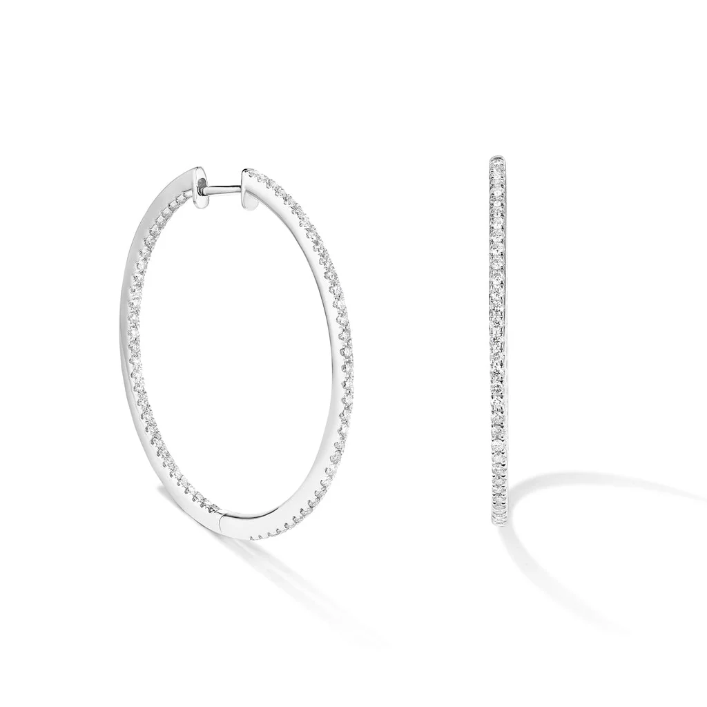 Diamond Halo Hoop Earrings - Image 2
