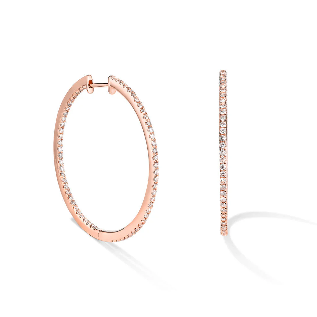Diamond Halo Hoop Earrings - Image 3