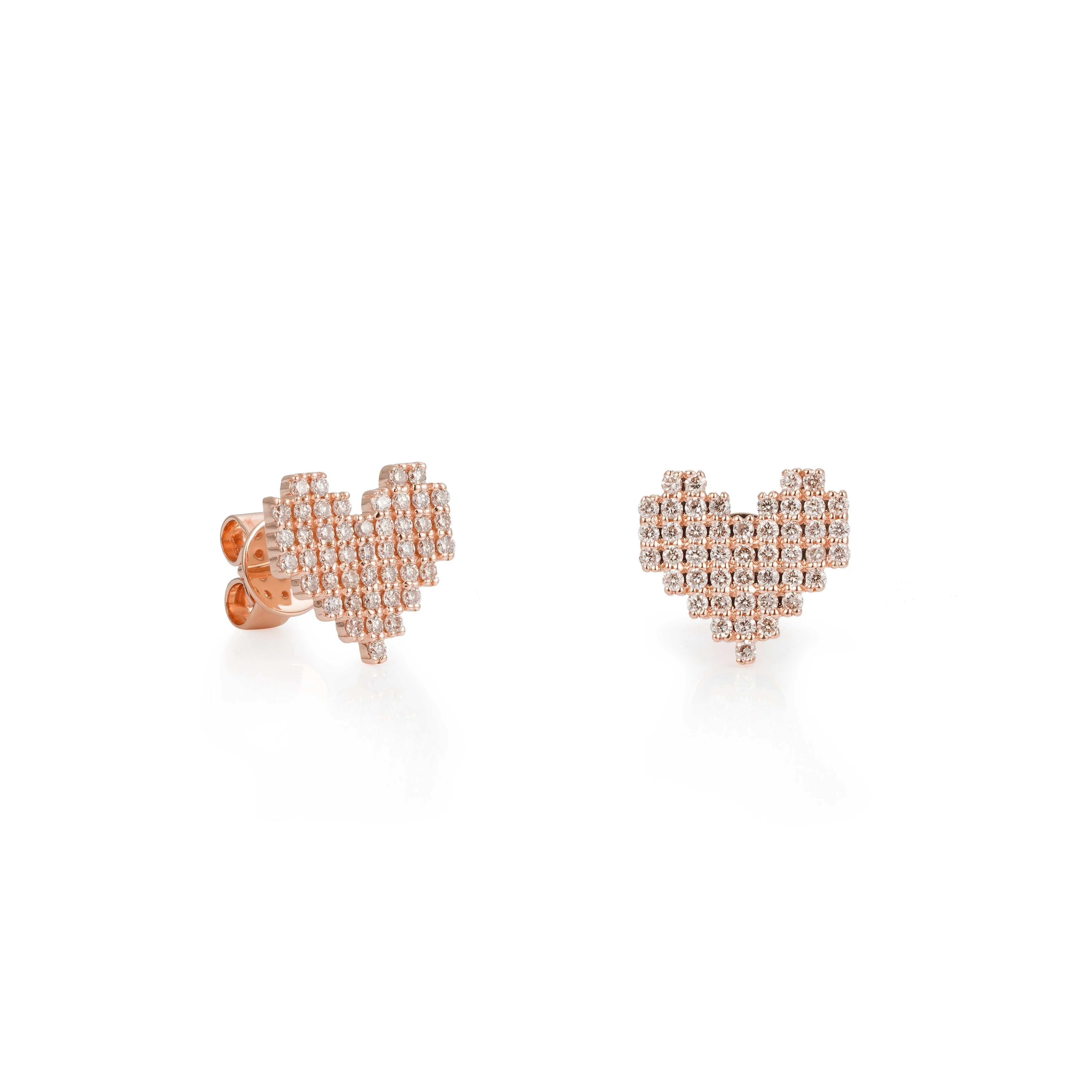 Pixel Heart Diamond Earrings - Image 3
