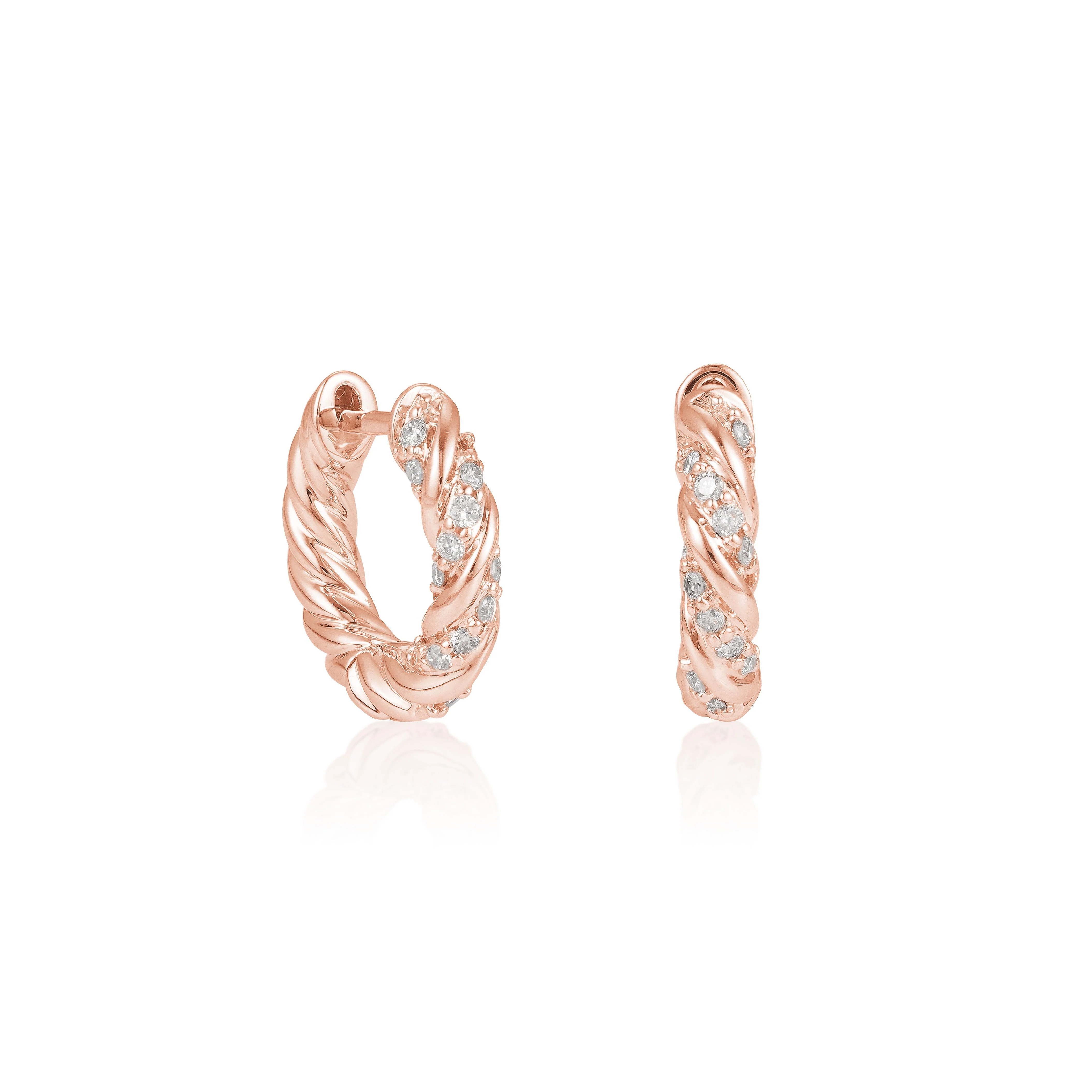 Twisted Rope Diamond Huggies - Image 3