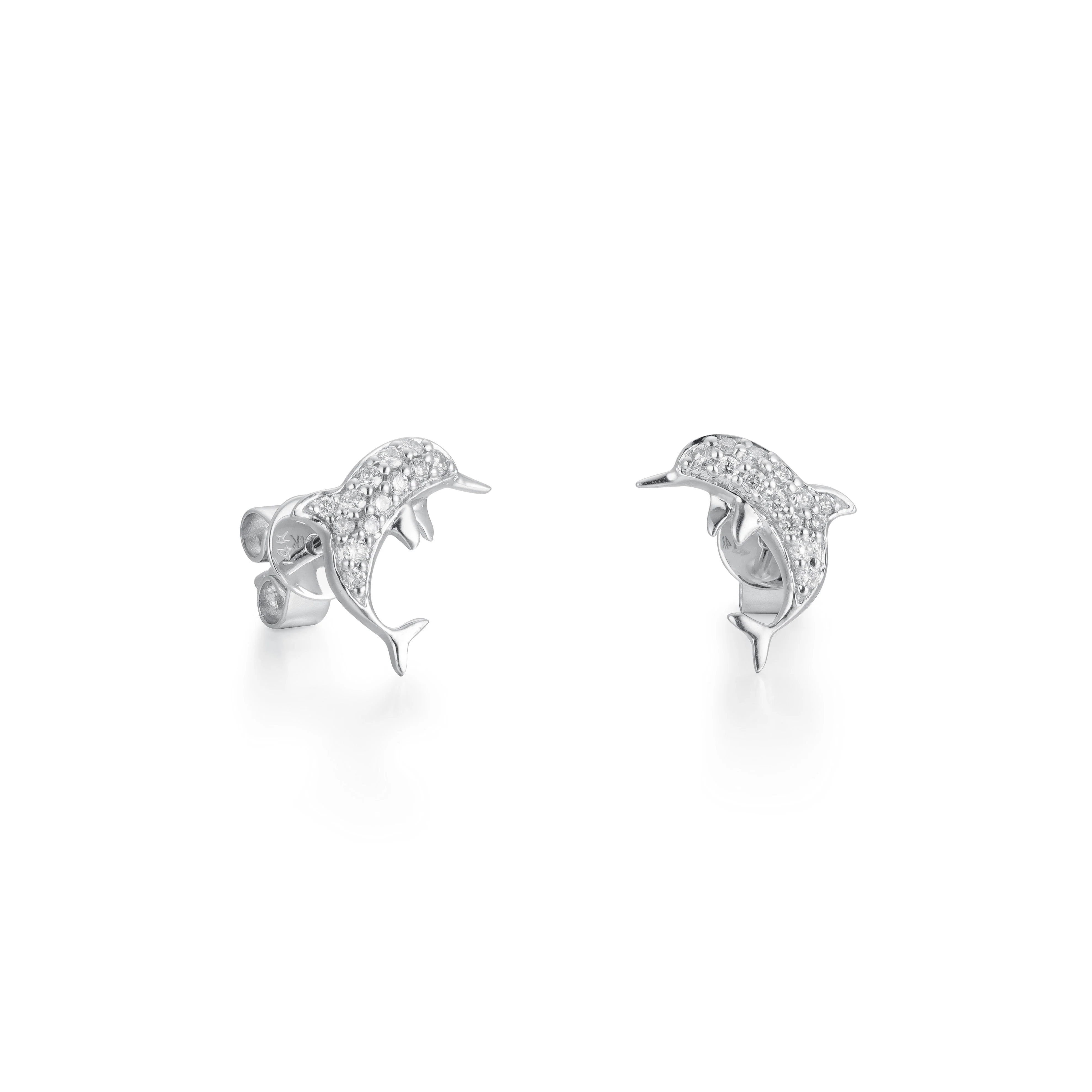 Diamond Dolphin Earrings - Image 2