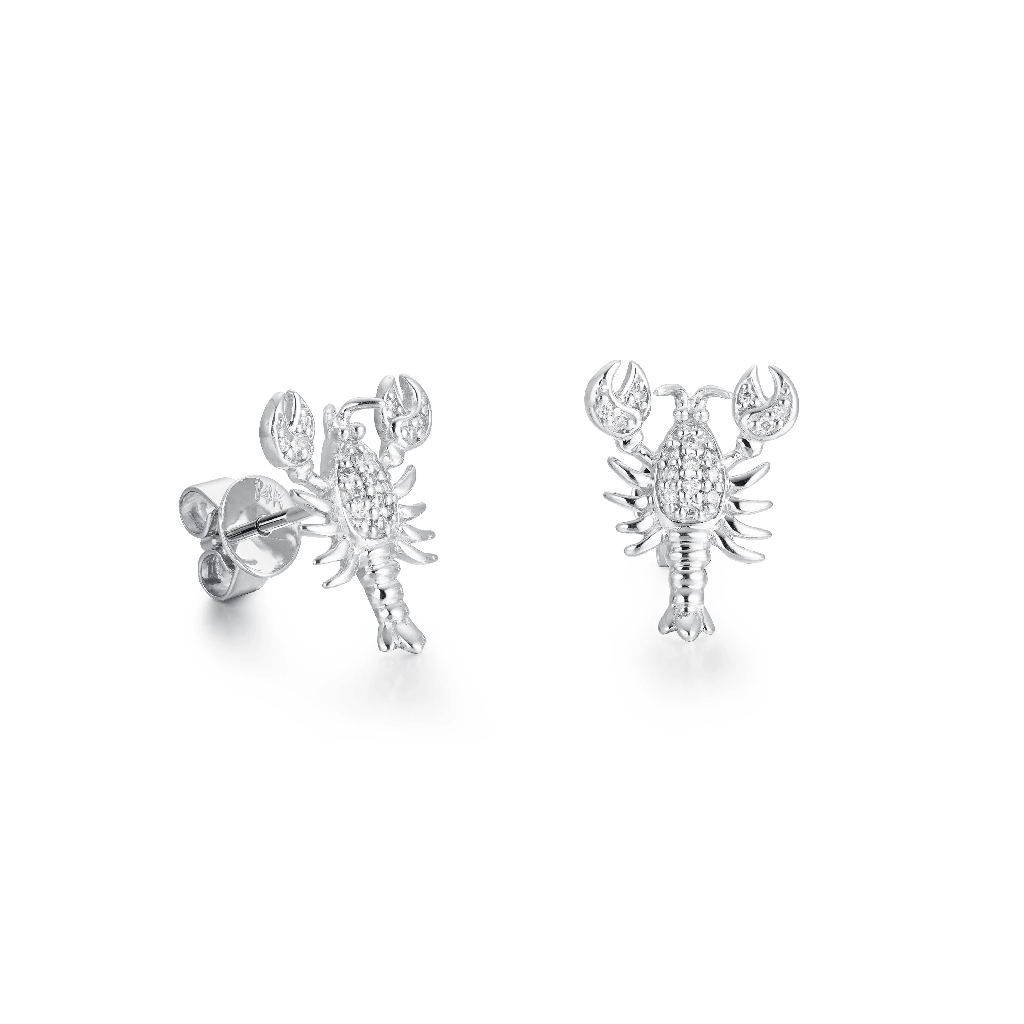 Diamond Lobster Stud Earrings - Image 2