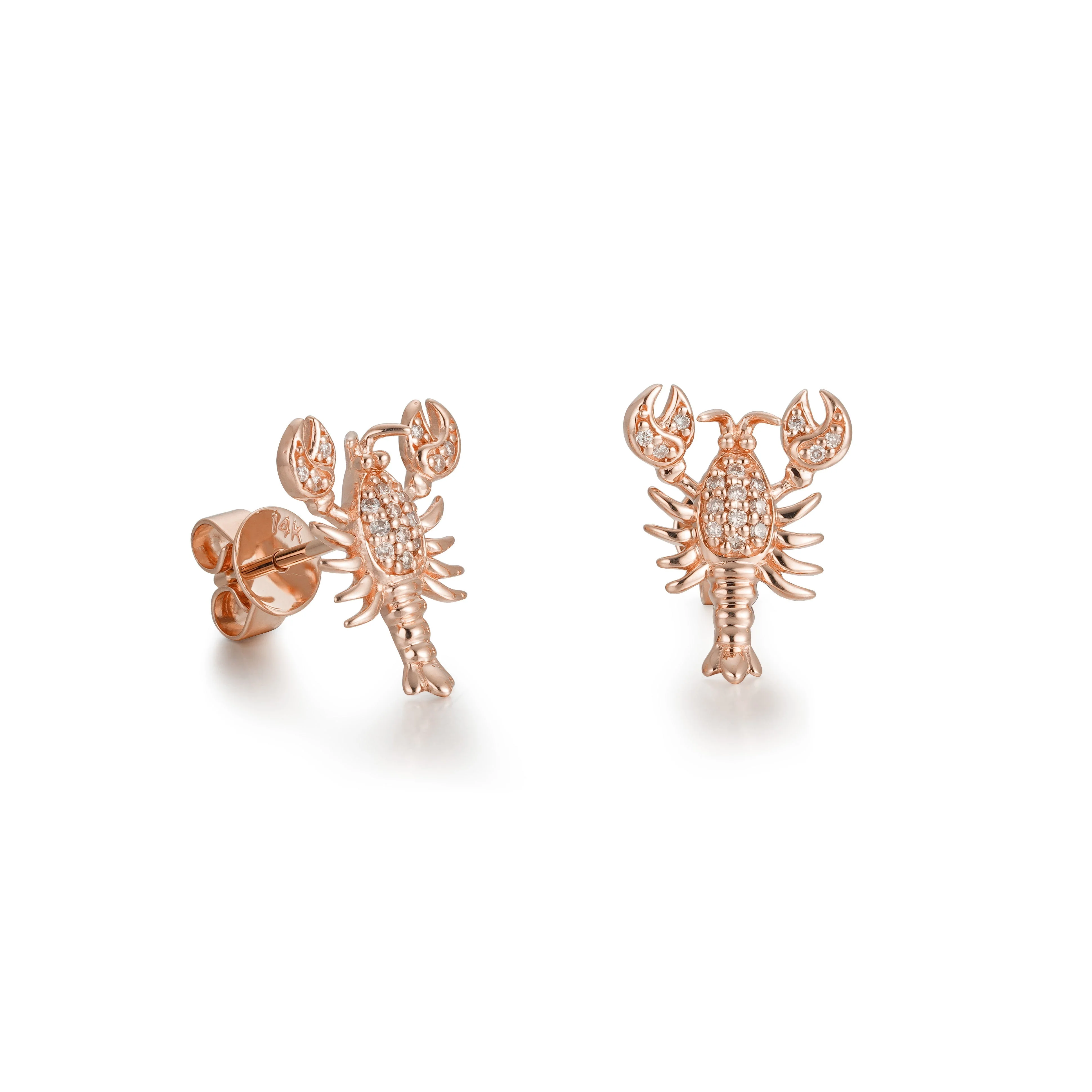 Diamond Lobster Stud Earrings - Image 3