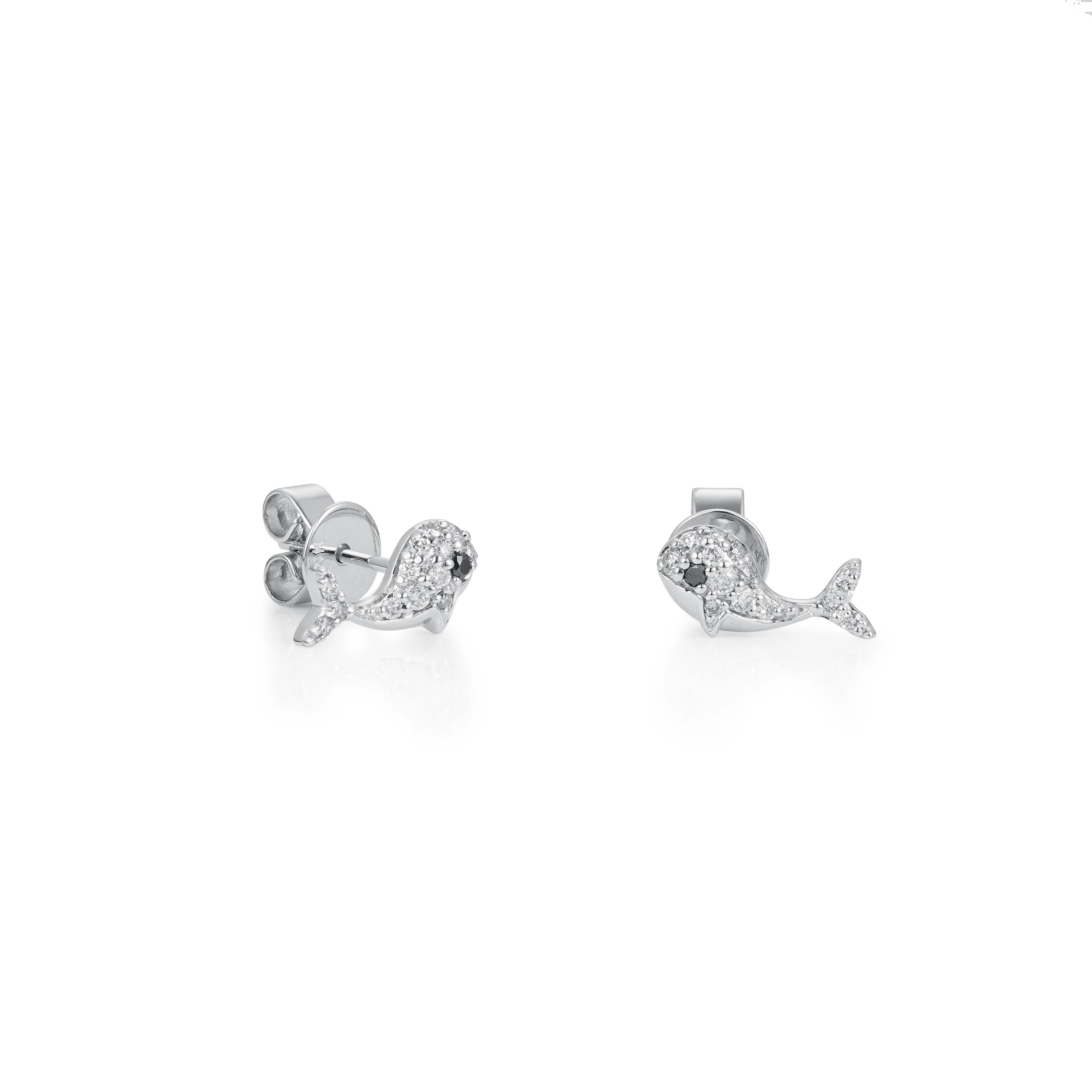 Diamond Whale Stud Earrings - Image 2