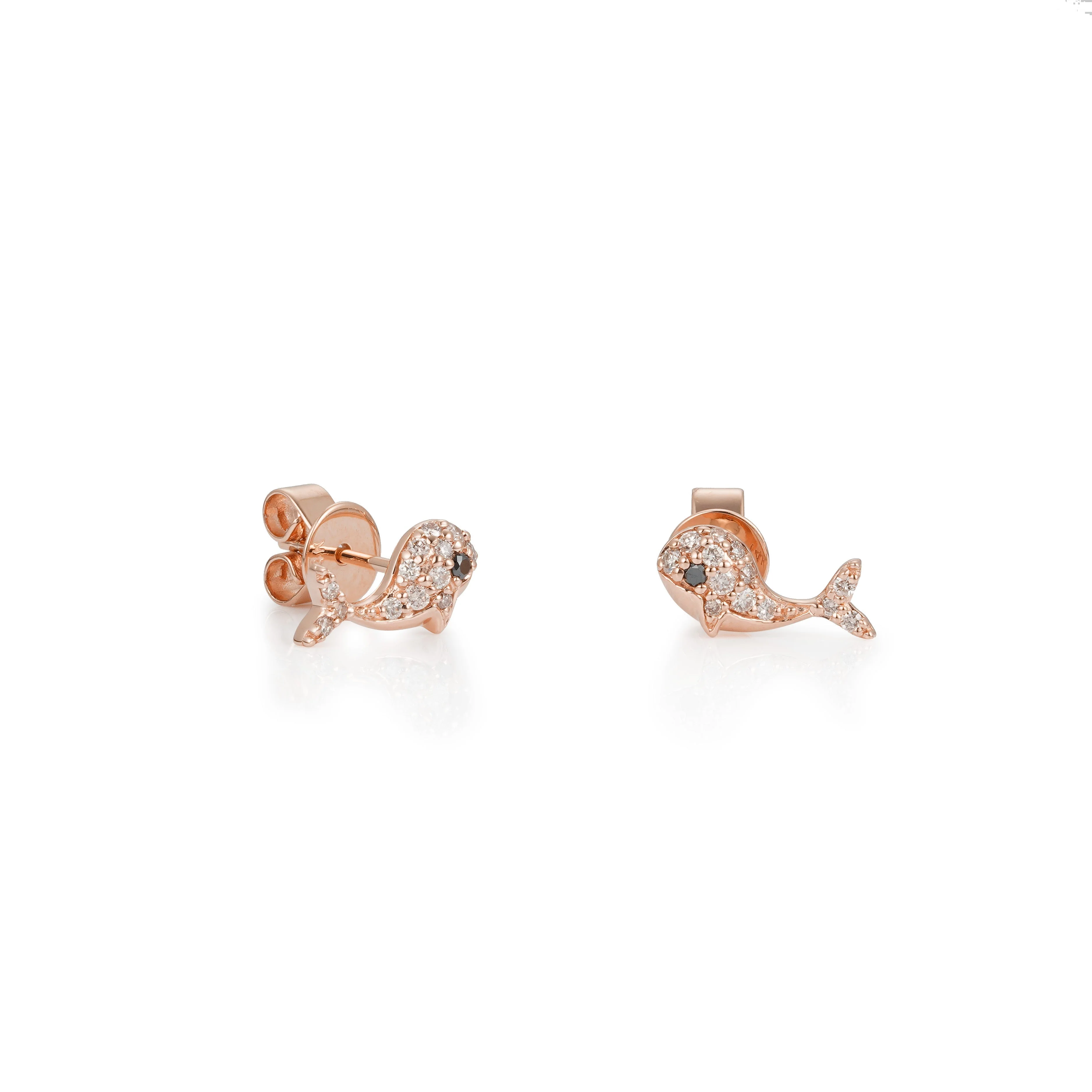 Diamond Whale Stud Earrings - Image 3