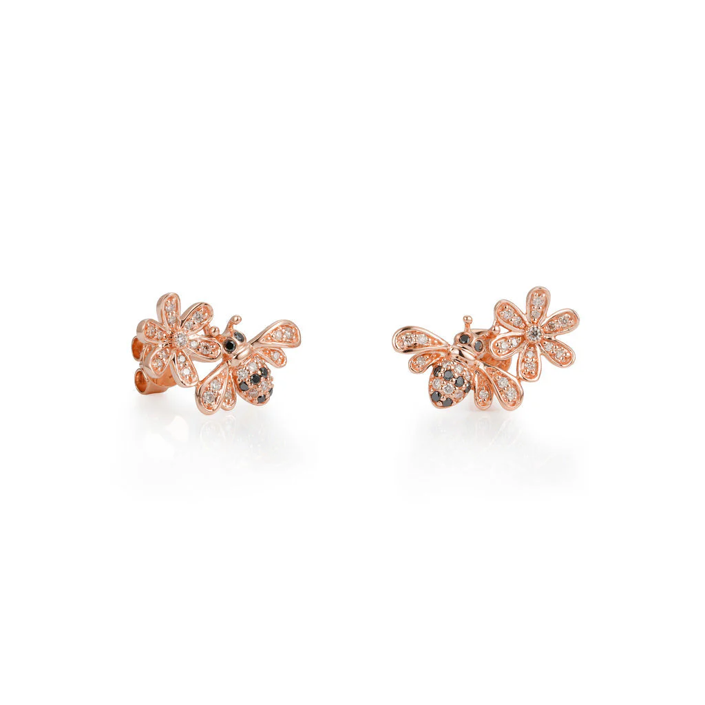 Diamond Honeybee Stud Earrings - Image 3