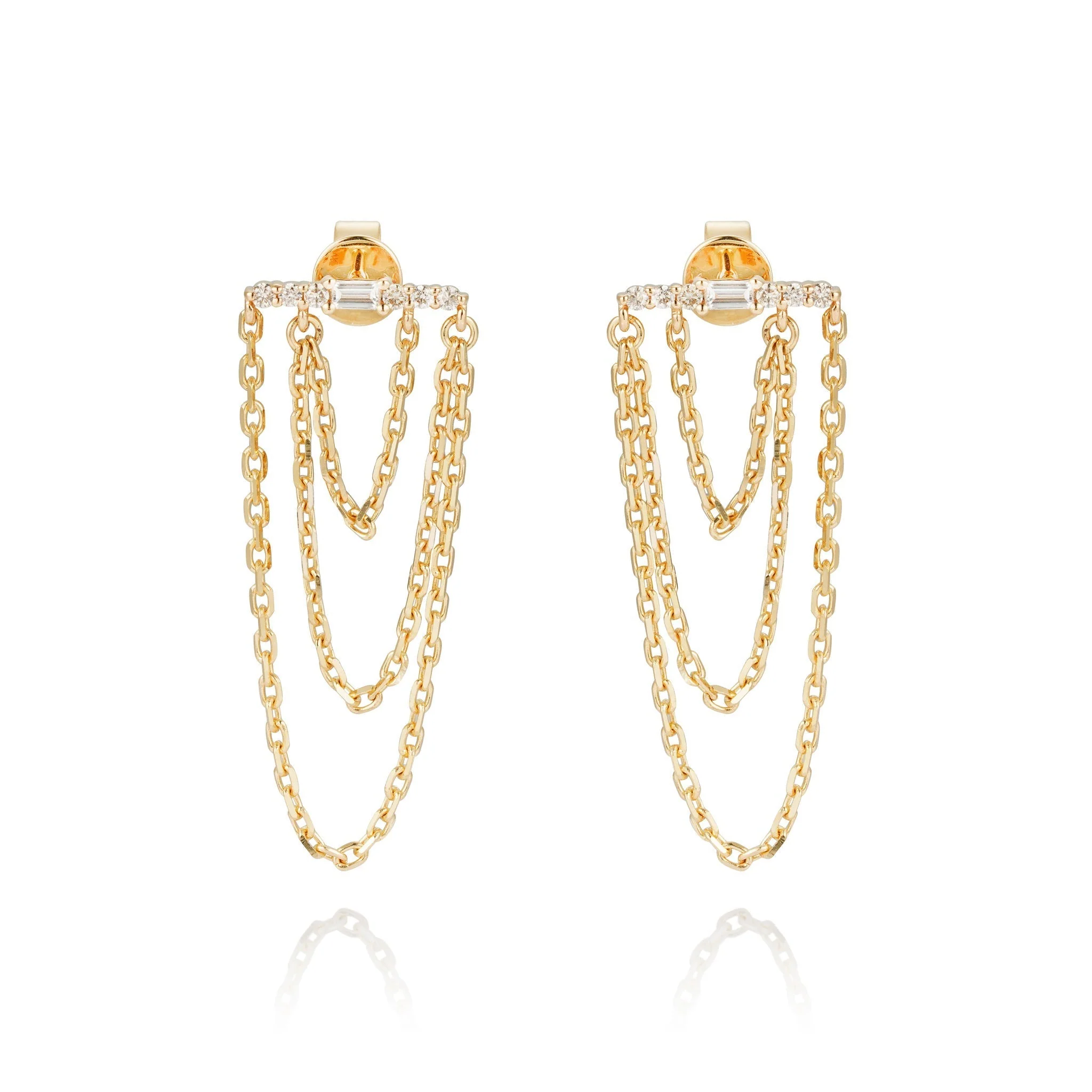Golden Cascade Diamond Earrings