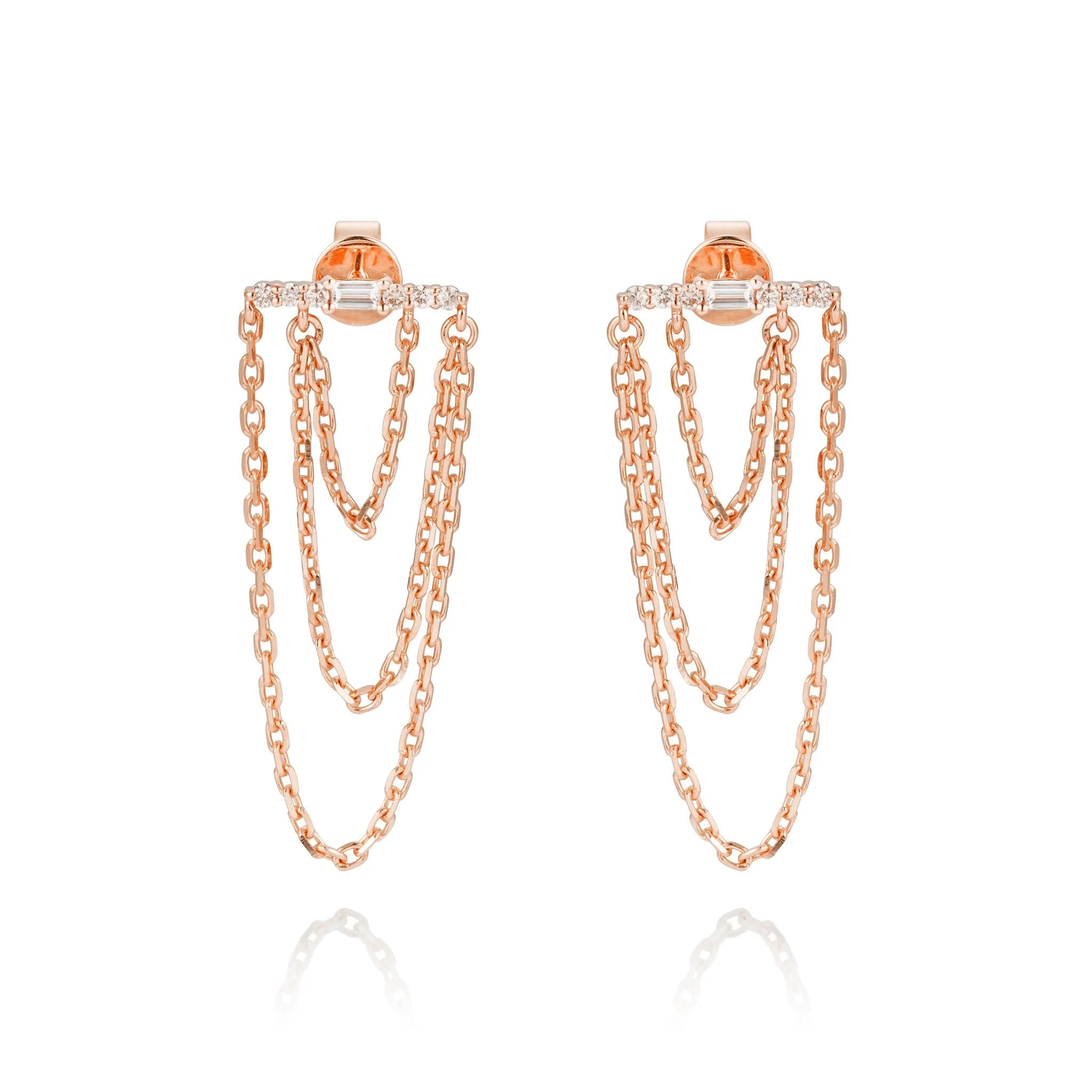 Golden Cascade Diamond Earrings - Image 3