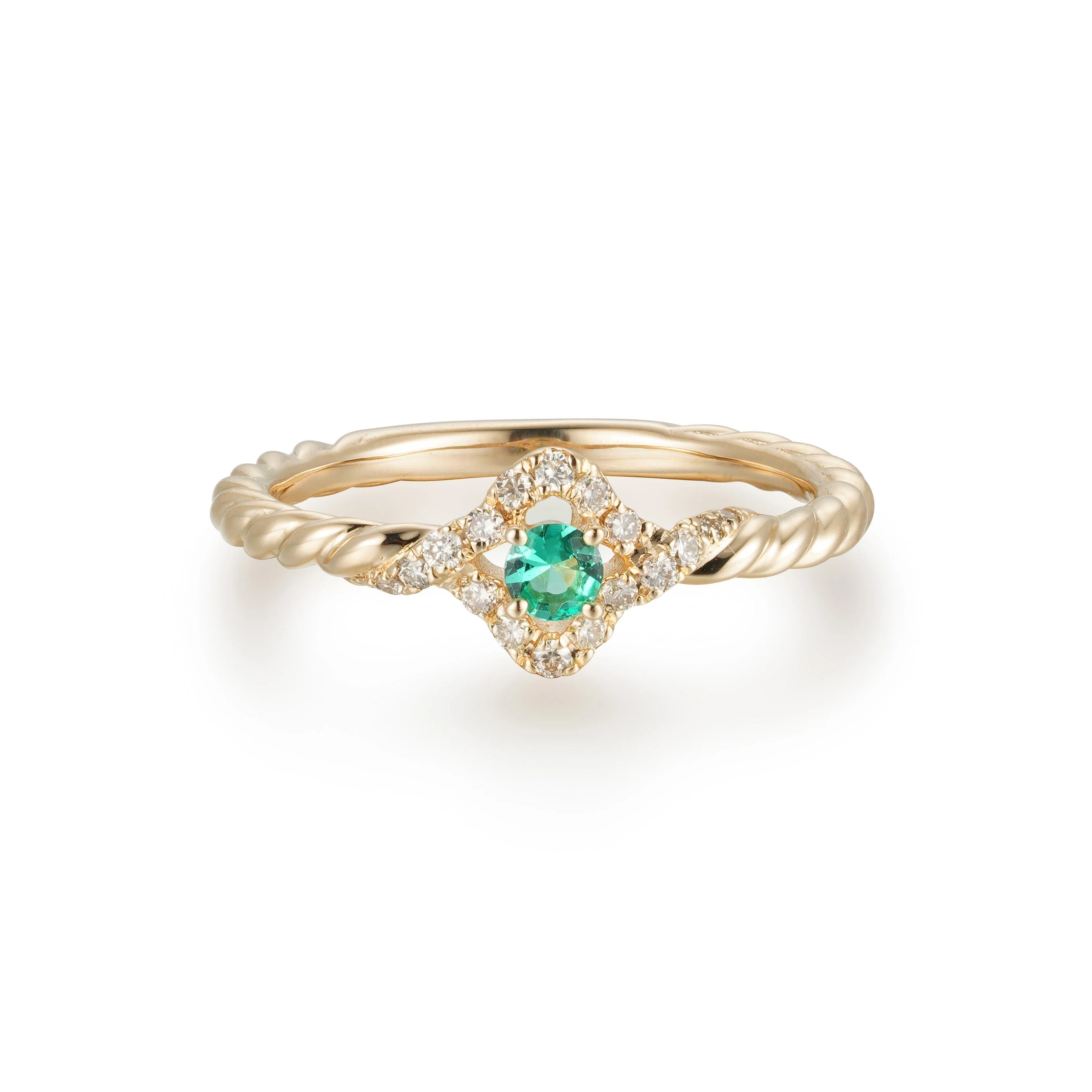 Emerald Clover Diamond Ring - Image 2