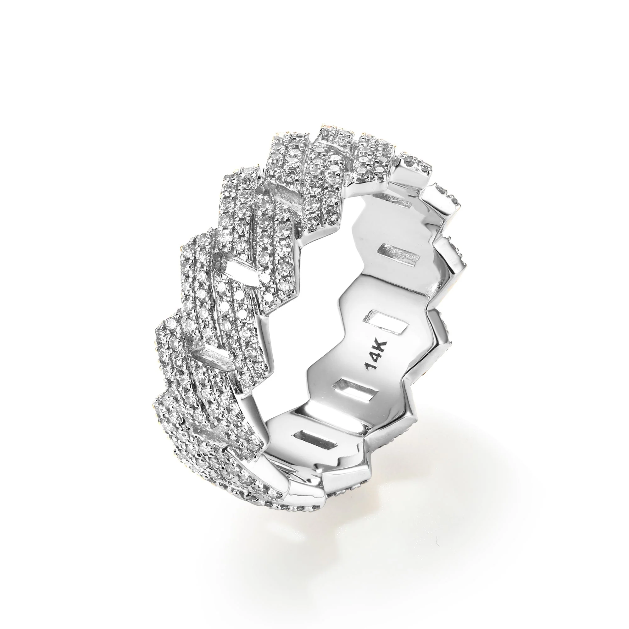 Miami Cuban Link Diamond Eternity Ring - Image 4
