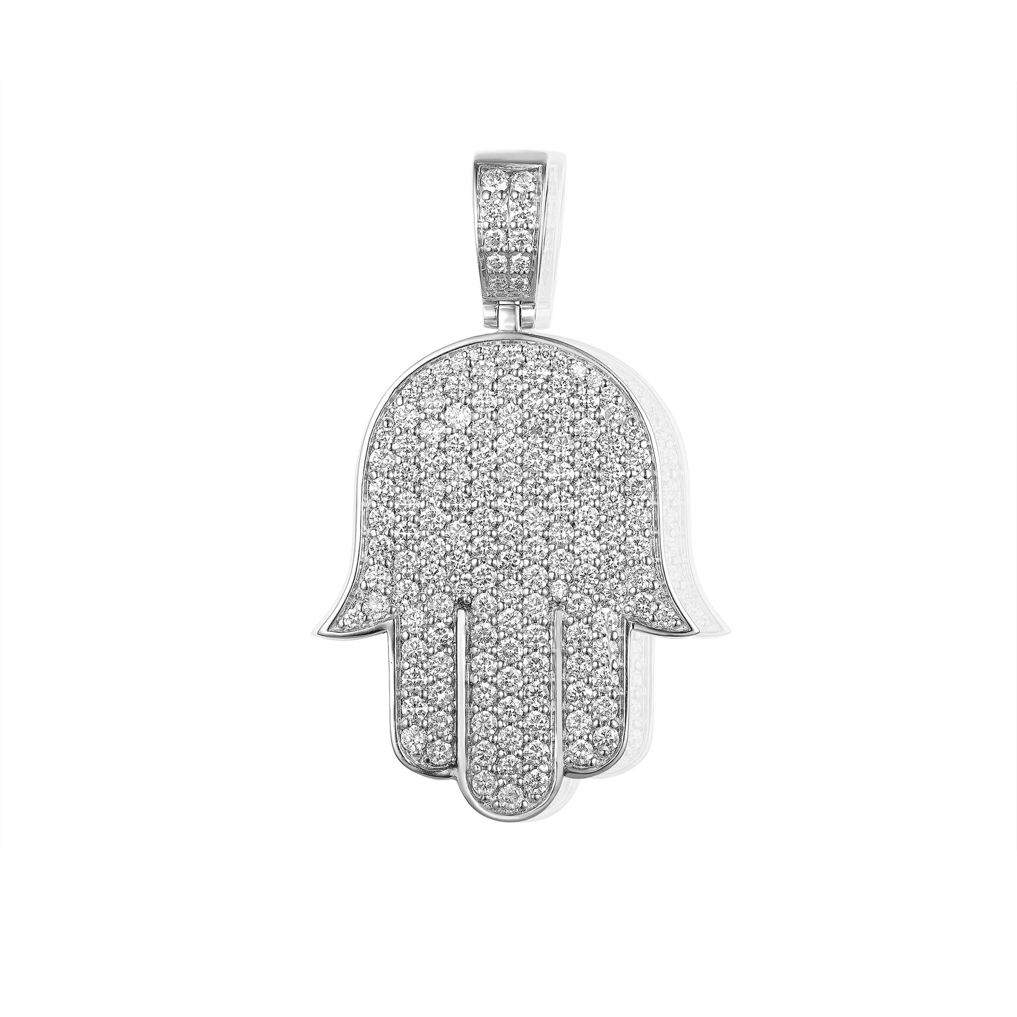 Diamond Flower Set Humsa Pendant - Image 2