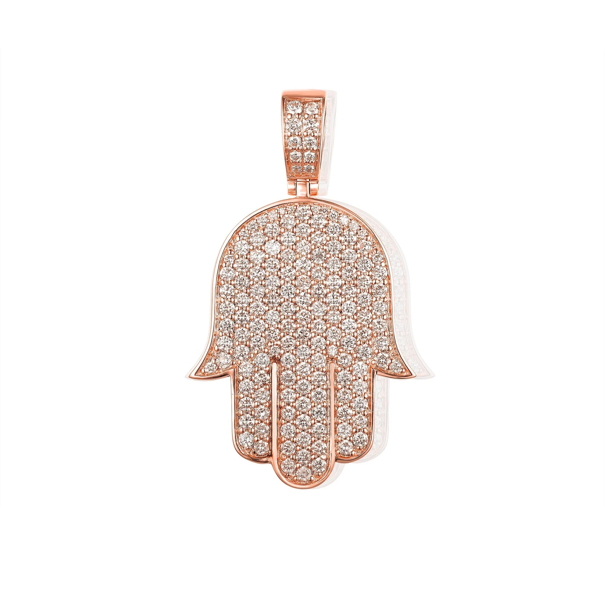 Diamond Flower Set Humsa Pendant - Image 3